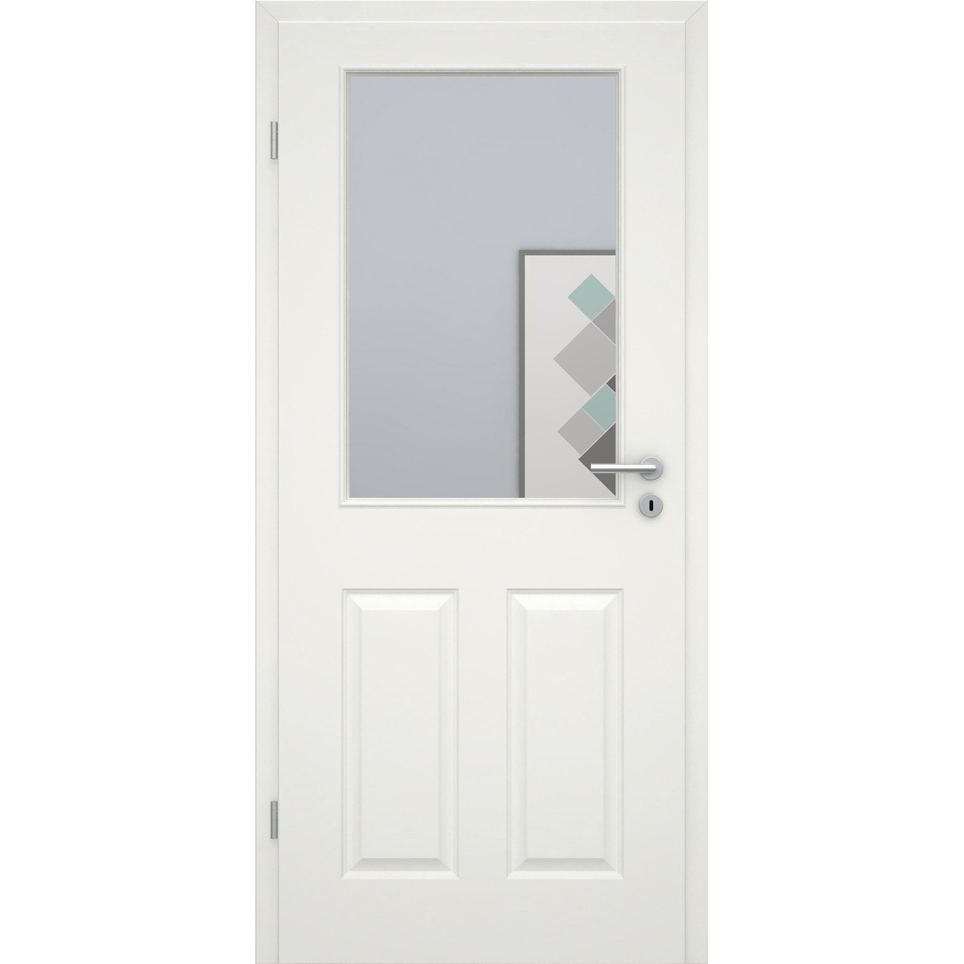 Zimmertür mit Lichtausschnitt groß soft-weiß 4 Kassetten Eckkante - Modell Stiltür K41LA