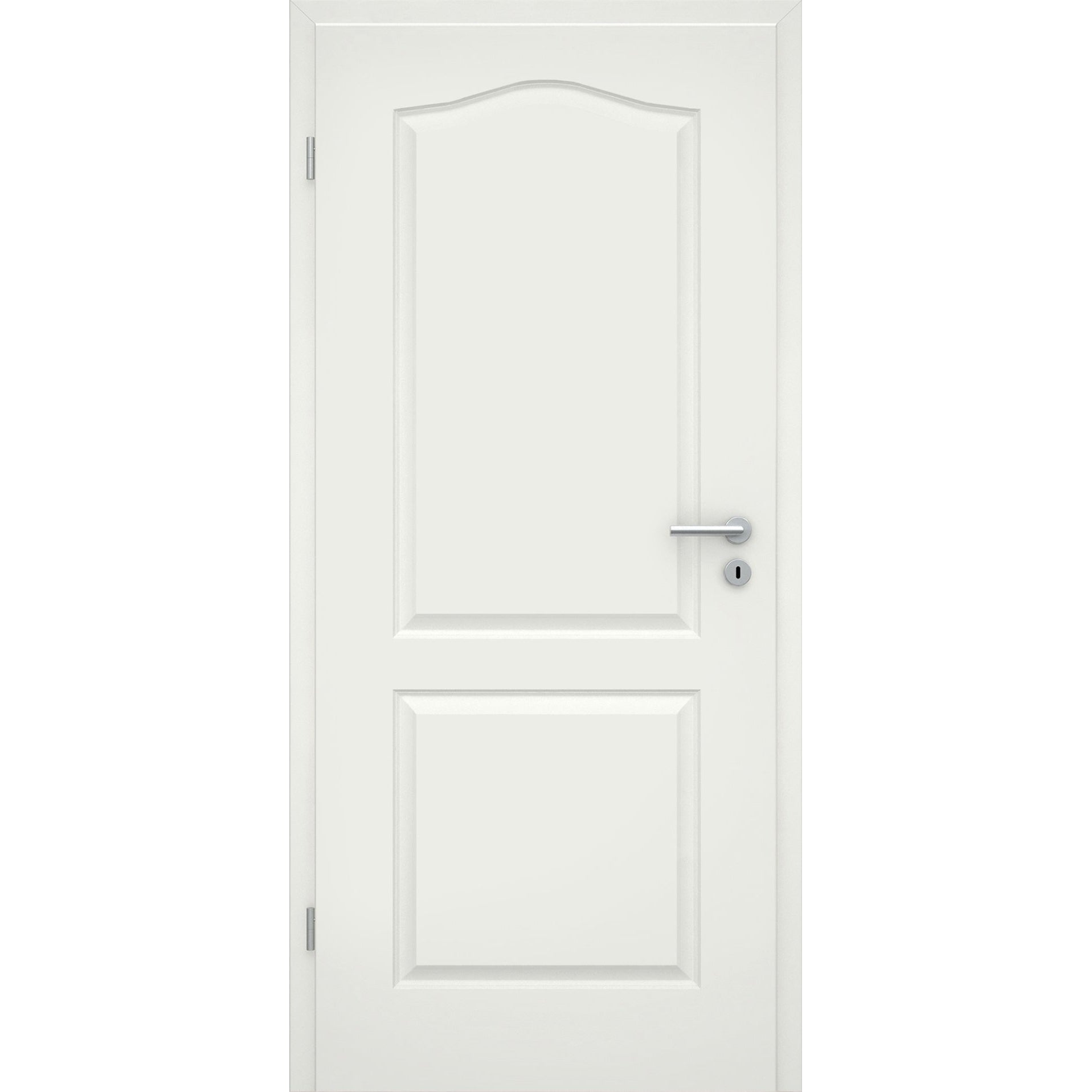 Zimmertür mit Zarge soft-weiß 2 Kassetten Schweifbogen Rundkante - Modell Stiltür KS21